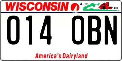 WI license plate 014OBN