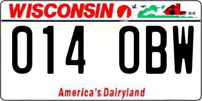 WI license plate 014OBW