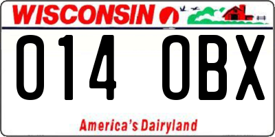 WI license plate 014OBX