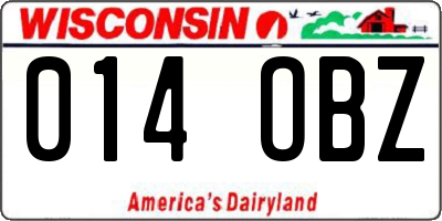 WI license plate 014OBZ