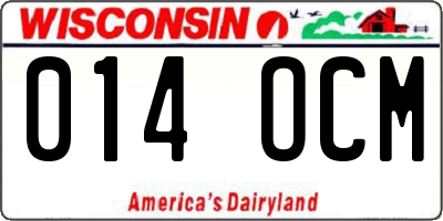 WI license plate 014OCM