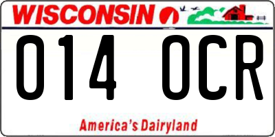 WI license plate 014OCR