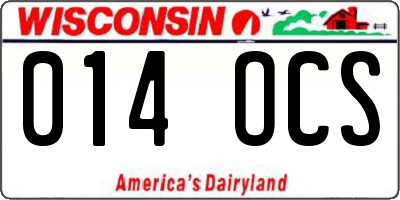 WI license plate 014OCS