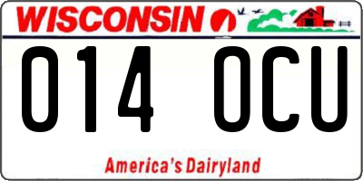 WI license plate 014OCU
