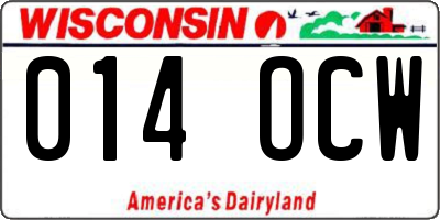 WI license plate 014OCW