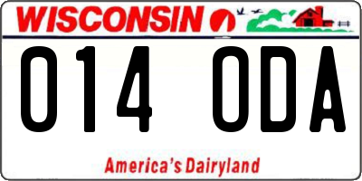WI license plate 014ODA