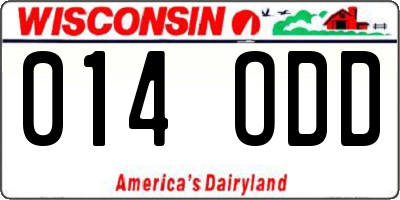 WI license plate 014ODD