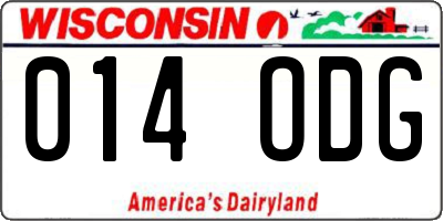 WI license plate 014ODG