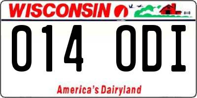 WI license plate 014ODI