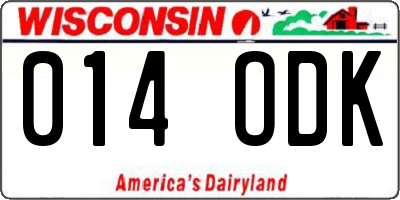 WI license plate 014ODK