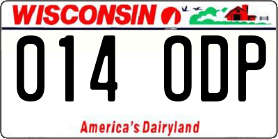 WI license plate 014ODP