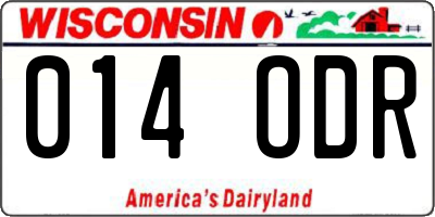 WI license plate 014ODR