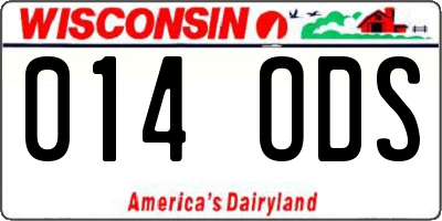 WI license plate 014ODS