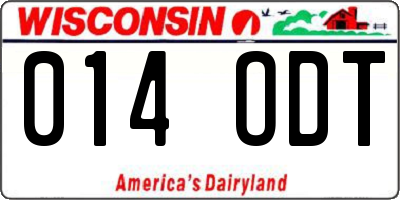 WI license plate 014ODT