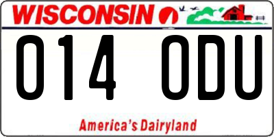 WI license plate 014ODU