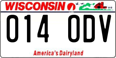WI license plate 014ODV