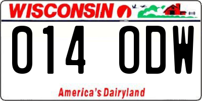 WI license plate 014ODW