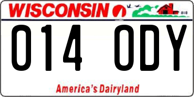WI license plate 014ODY