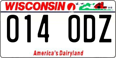 WI license plate 014ODZ