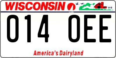 WI license plate 014OEE