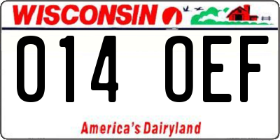 WI license plate 014OEF