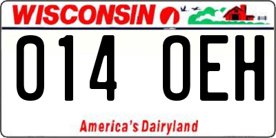 WI license plate 014OEH
