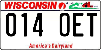 WI license plate 014OET