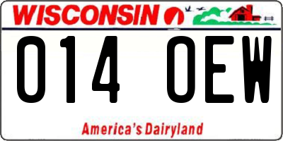 WI license plate 014OEW