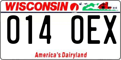WI license plate 014OEX