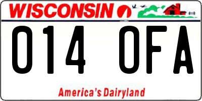 WI license plate 014OFA