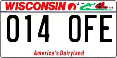 WI license plate 014OFE