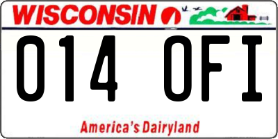 WI license plate 014OFI