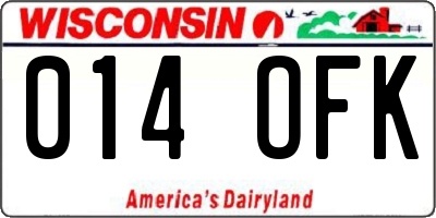 WI license plate 014OFK