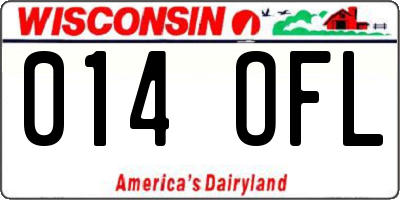 WI license plate 014OFL