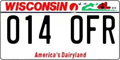 WI license plate 014OFR