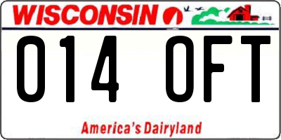 WI license plate 014OFT