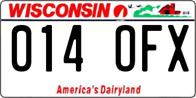 WI license plate 014OFX