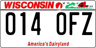 WI license plate 014OFZ