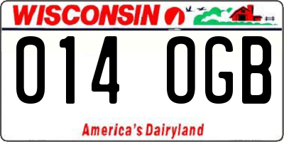 WI license plate 014OGB