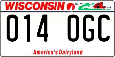 WI license plate 014OGC