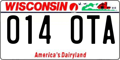 WI license plate 014OTA