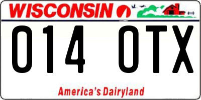 WI license plate 014OTX