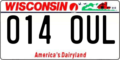 WI license plate 014OUL