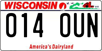 WI license plate 014OUN