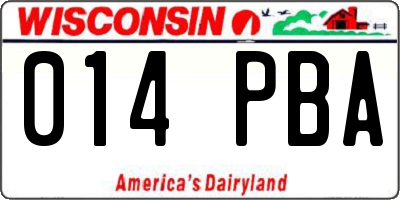 WI license plate 014PBA
