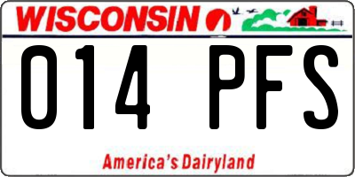 WI license plate 014PFS