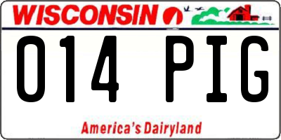 WI license plate 014PIG