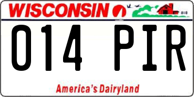 WI license plate 014PIR
