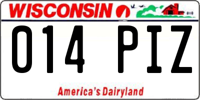 WI license plate 014PIZ