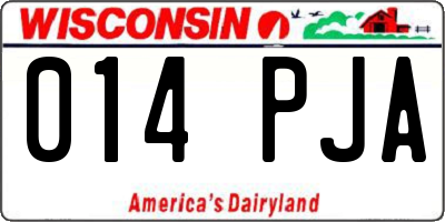 WI license plate 014PJA